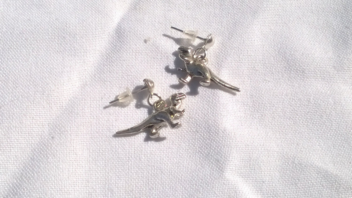 dinosaur earrings, t-rex earrings, dino jewellery, quirky jewelry, trex gift, raptor earrings, gifts for kids, tyrannosaurus lover