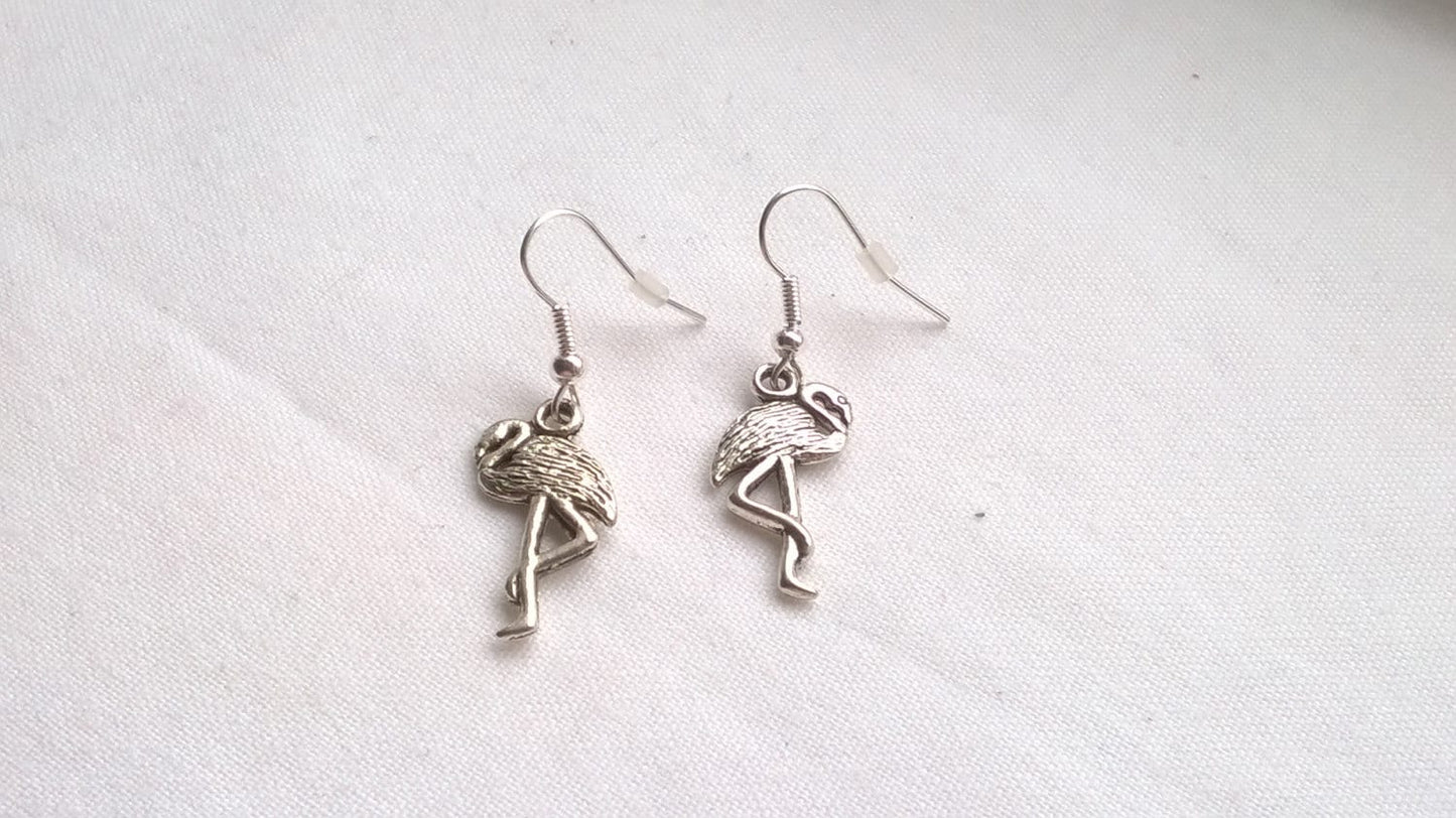 flamingo earrings, summer accessory, funky tropical bird jewellery, animal lover present, gifts for girls