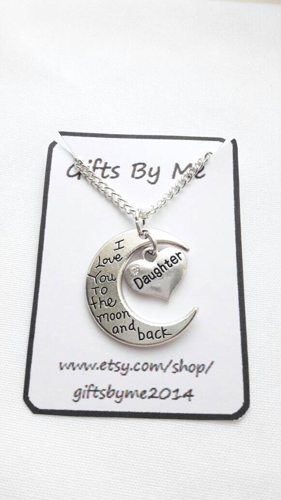 love you to the moon and back necklace, crescent moon jewellery, Luna children's necklace, night sky memorial jewelry