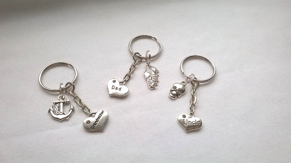 dad keyring, brother present, daddy keychain, uncle bagcharm, grandfather gift, fathers day present, thankyou gift, gift for him