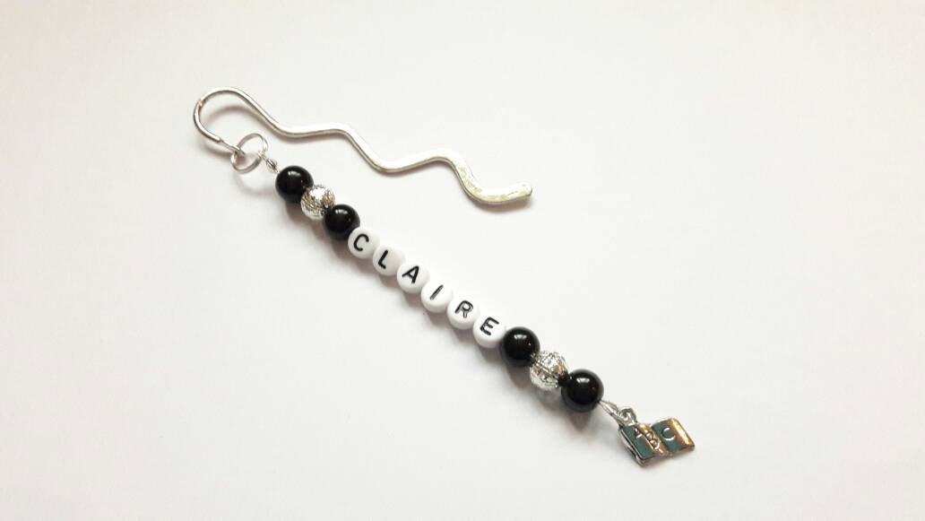 personalised name bookmark, custom bookmark, named page marker, teacher thankyou gift, end of term present, reader gift, beaded bookmark