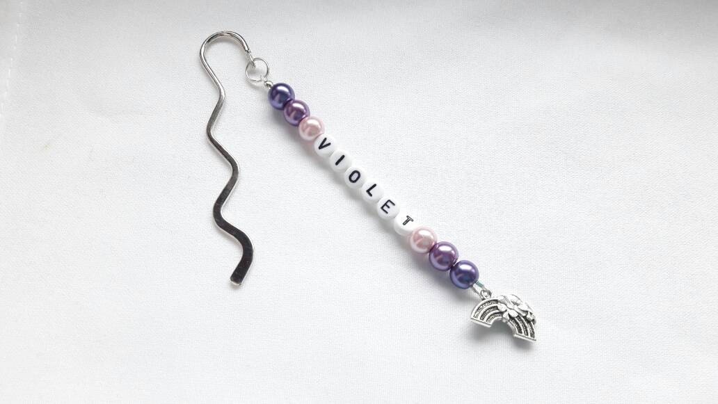 personalised name bookmark, custom bookmark, named page marker, teacher thankyou gift, end of term present, reader gift, beaded bookmark