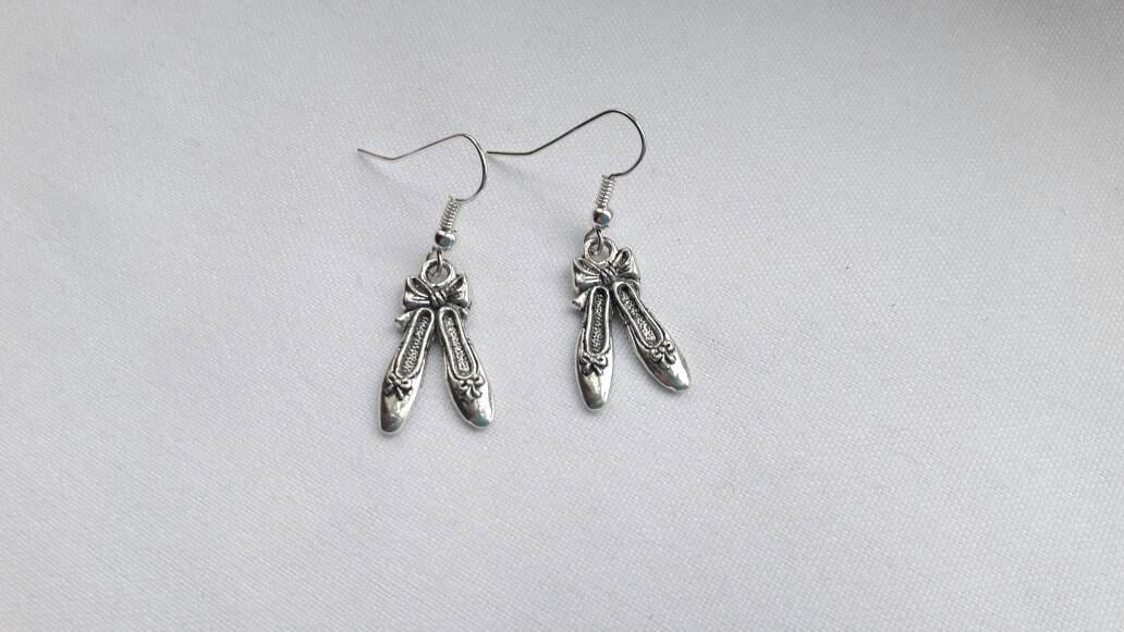 Ballet shoe earrings, ballerina jewellery, dance jewelry, ballet slipper jewellery, ballet dancer gift, minimalist studs