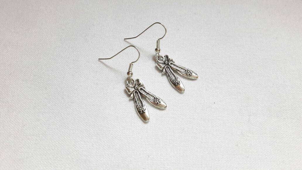 Ballet shoe earrings, ballerina jewellery, dance jewelry, ballet slipper jewellery, ballet dancer gift, minimalist studs