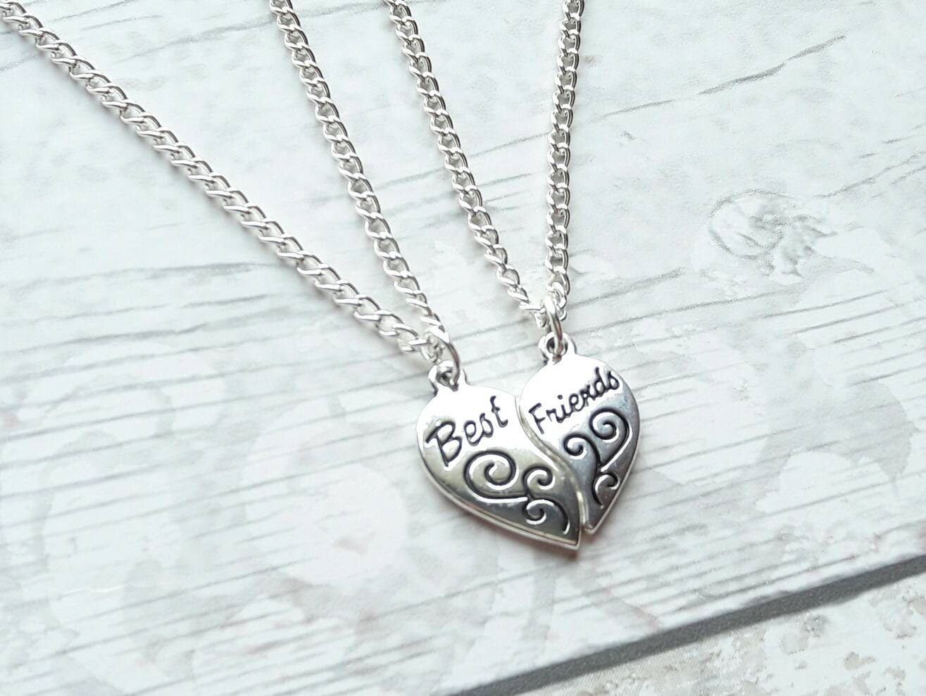 Best friend necklace, set of 2 bff heart necklaces, partners in crime present, friends forever, jewellery gift for friend, birthday present