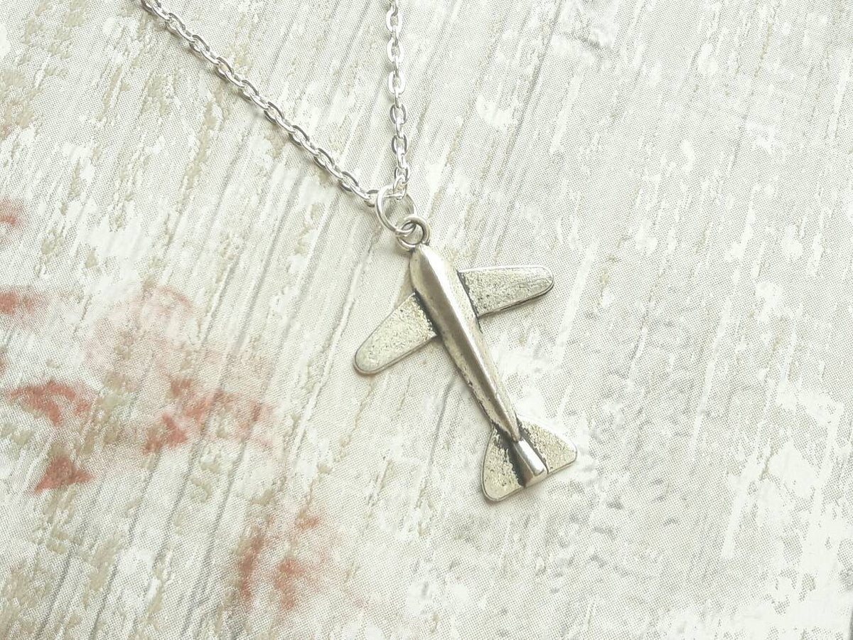 Plane necklace, airplane jewellery, personalised initial necklace, flight attendant present, wanderlust travel gift, aviation jewellery