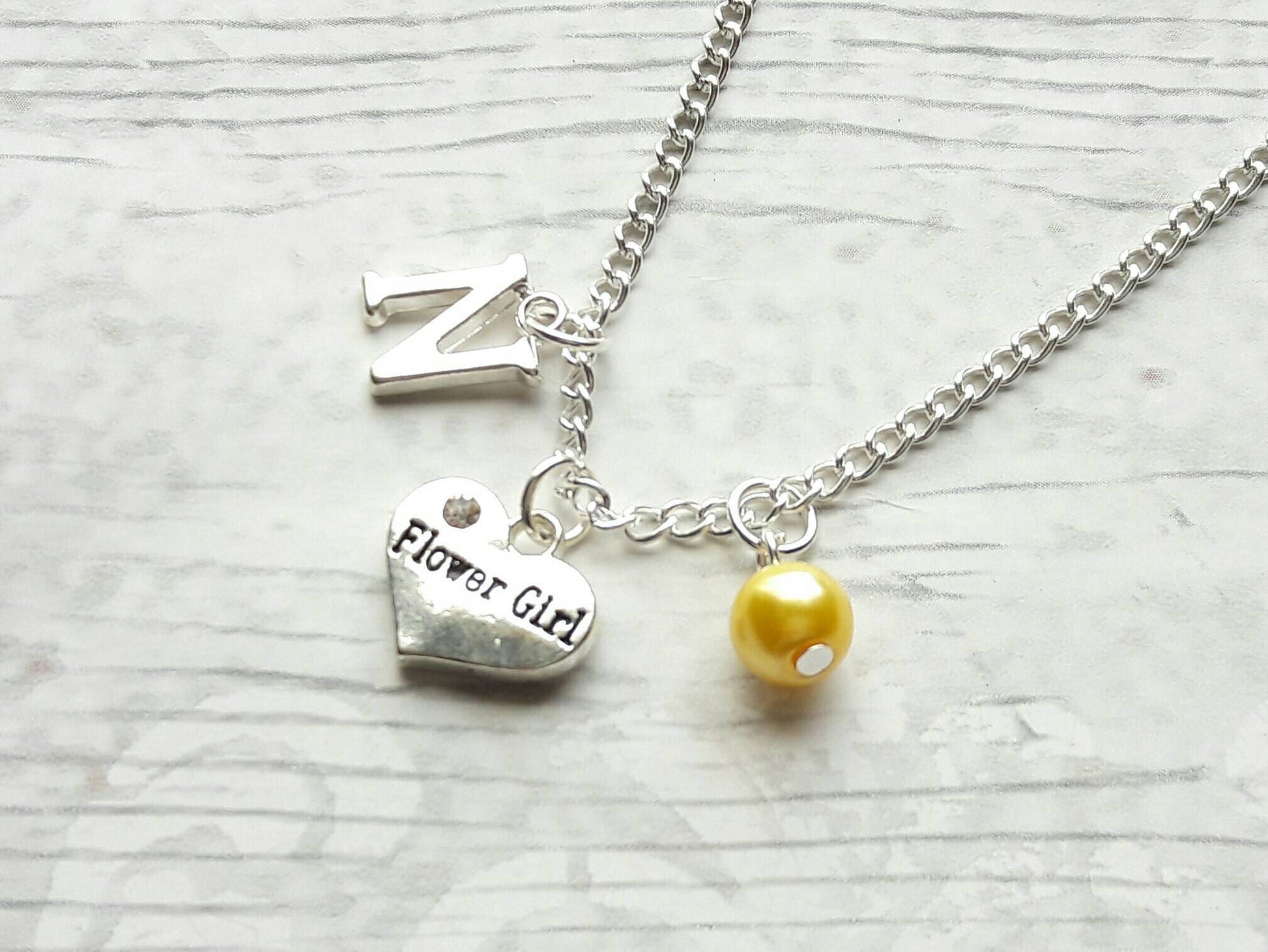 Bridesmaid necklace, flowergirl jewellery, inital jewelry, thankyou gift, personalised necklace, maid of honor present, wedding jewellery