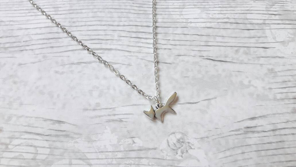 Fox necklace, cute foxy jewellery, woodland forest jewelry, animal necklace, wilderness necklace, initial necklace