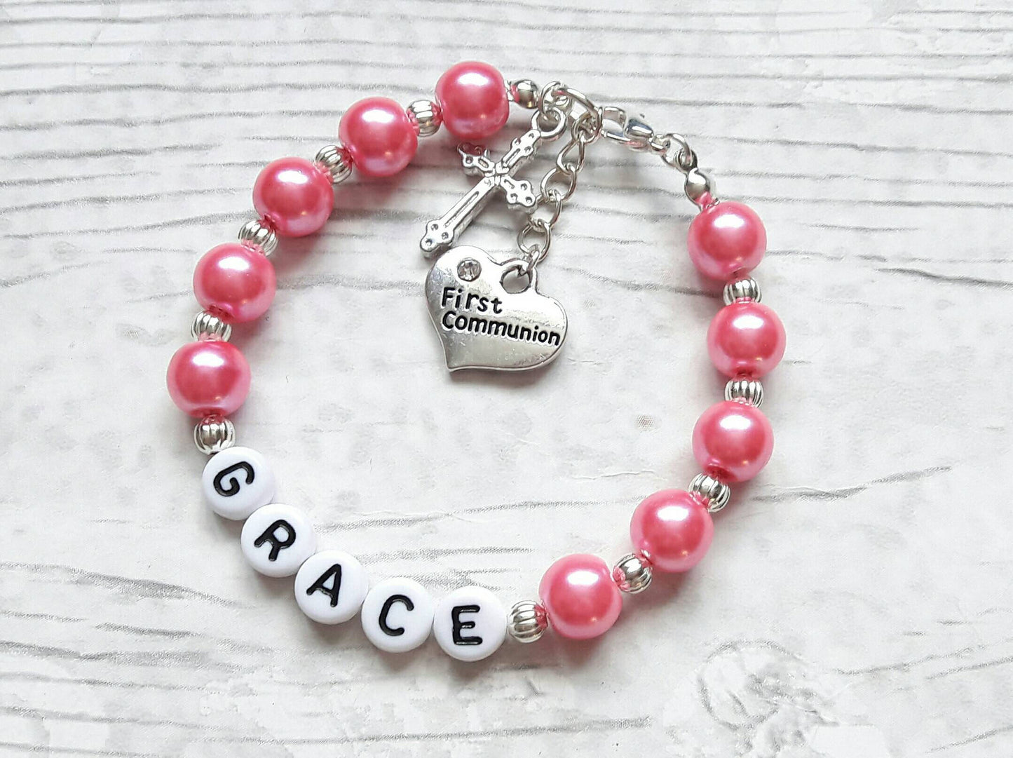 First communion bracelet, holy communion jewellery, personalised Name bracelet, religious catholic gift
