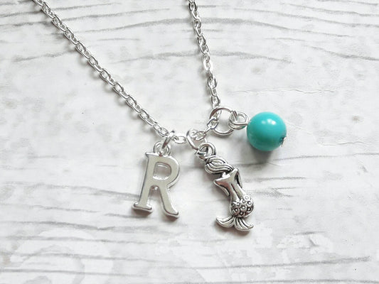 Mermaid necklace, initial jewellery, under the sea jewelry, personalized jewellery, letter necklace, fairytale necklace, mothers day gift