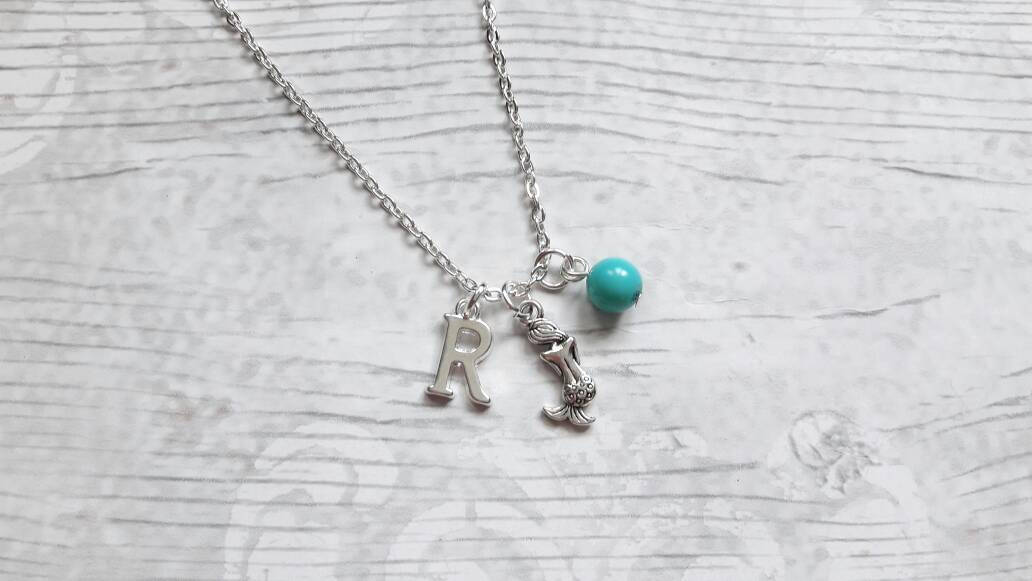 Mermaid necklace, initial jewellery, under the sea jewelry, personalized jewellery, letter necklace, fairytale necklace, mothers day gift