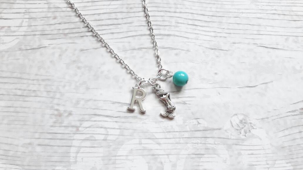 Mermaid necklace, initial jewellery, under the sea jewelry, personalized jewellery, letter necklace, fairytale necklace, mothers day gift