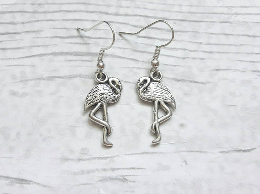 flamingo earrings, summer accessory, funky tropical bird jewellery, animal lover present, gifts for girls