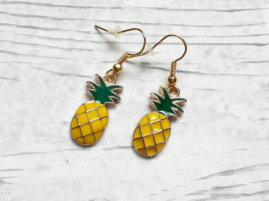 Pineapple earrings, fruit earrings, tropical jewellery, food jewelry, summer earrings, holiday jewellery, gifts for her,