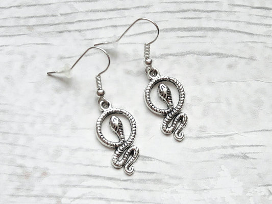 Snake earrings, serpent earrings, reptile jewelry, animal jewellery, reptile earrings, charm earrings, vintage jewellery, gifts for her