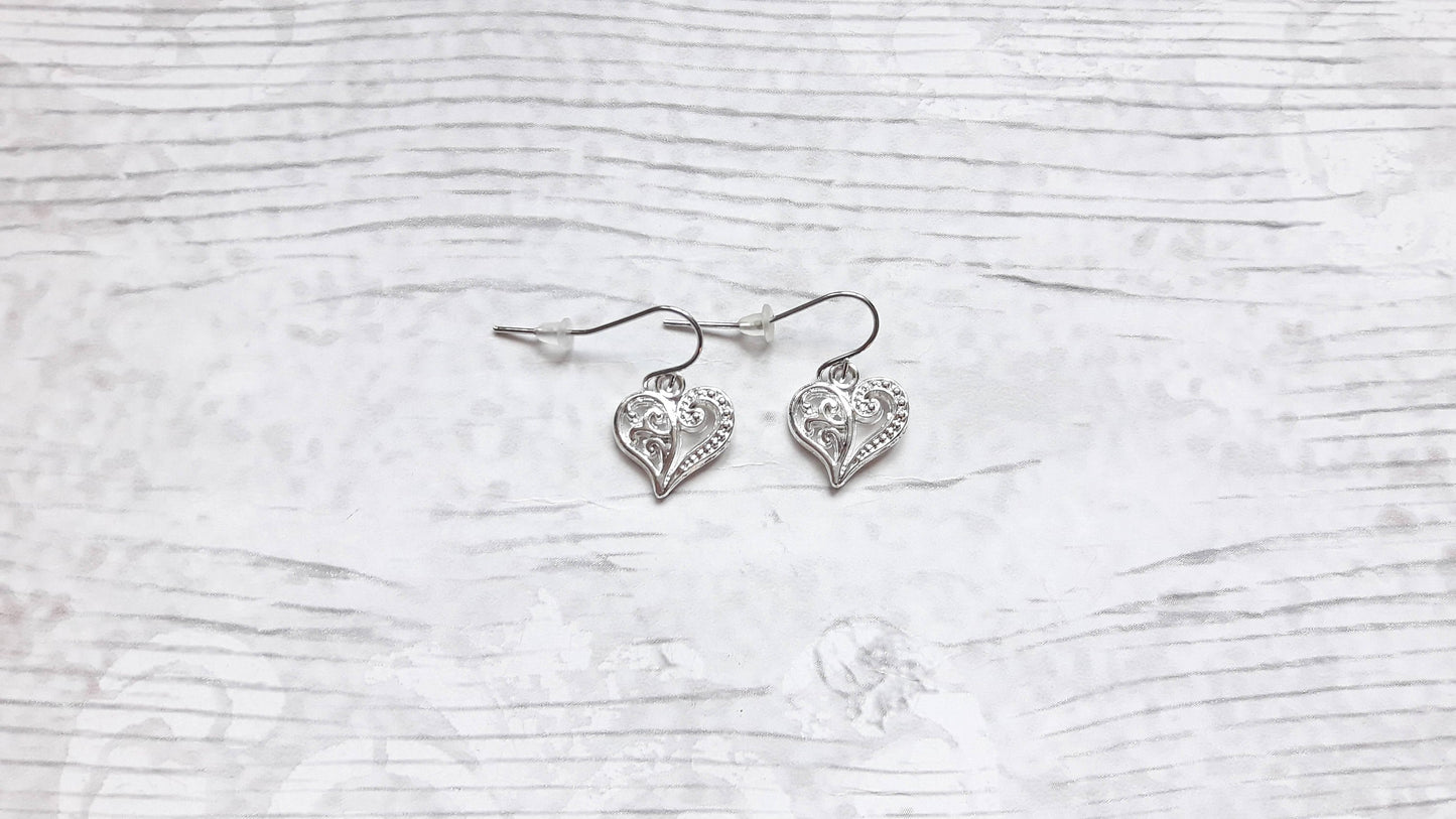 heart earrings, love jewellery, valentines day jewelry, summer accessory, gifts for her, birthday present, mothers day gift, stocking filler