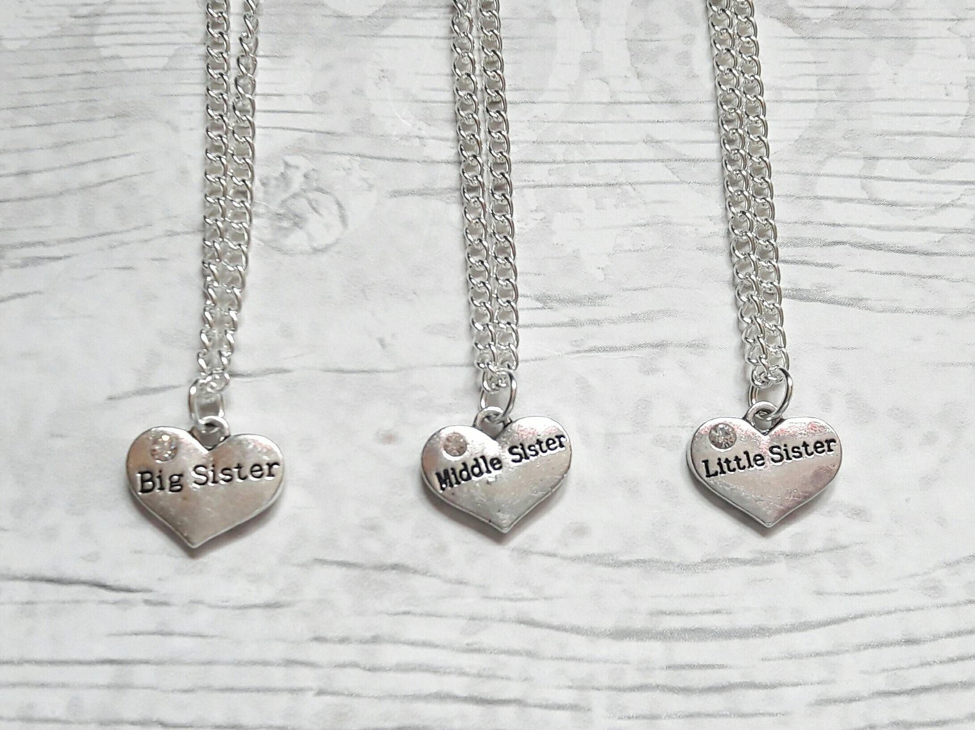 sister necklace, Set of 3 necklaces, sister jewellery, partners in crime jewelry, big sister, little sister and middle sister necklaces