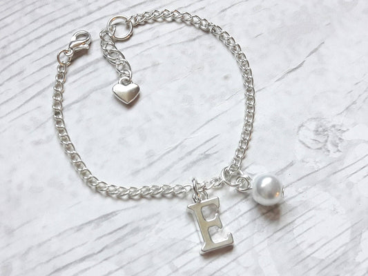 initial bracelet, personalised letter jewellery, flowergirl jewellery, bridesmaid gift, thankyou jewelry, bridal jewelry, maid of honor gift