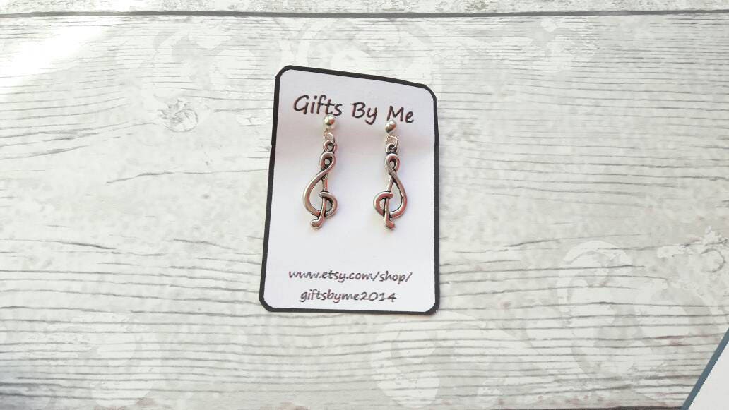 Music note earrings, treble clef jewellery, singer jewelry, gifts for music teachers, musical jewellery, vintage earrings, musician gifts