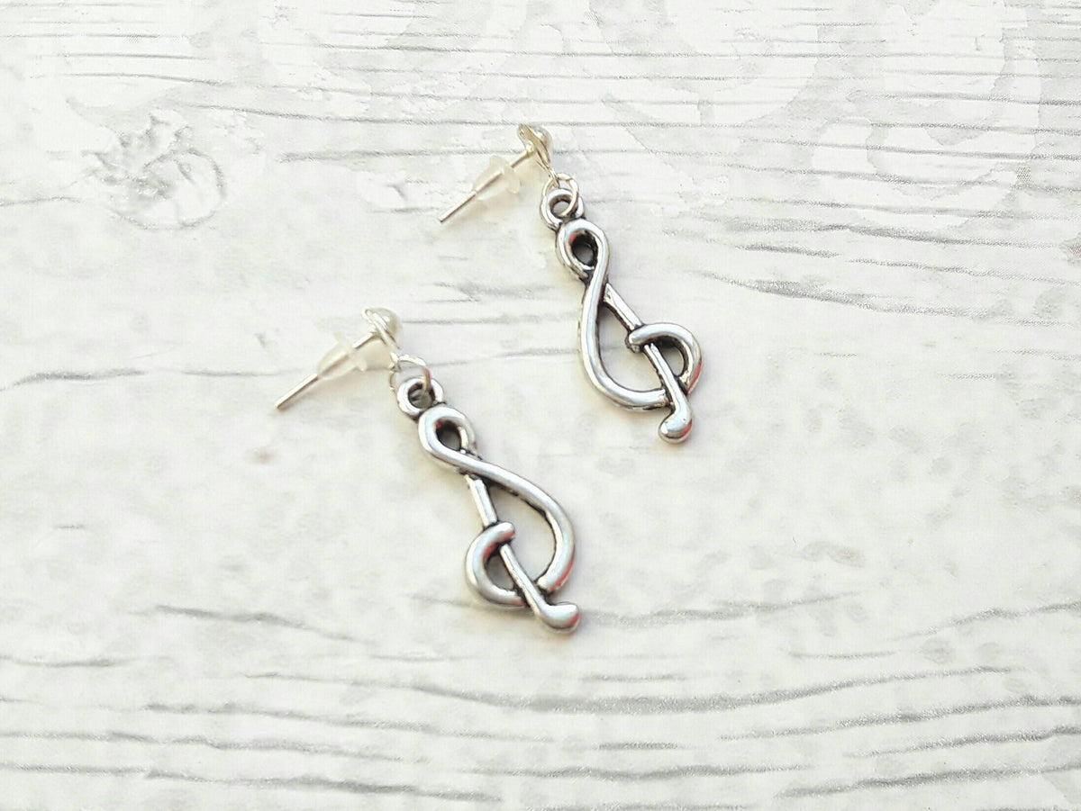 Music note earrings, treble clef jewellery, singer jewelry, gifts for music teachers, musical jewellery, vintage earrings, musician gifts