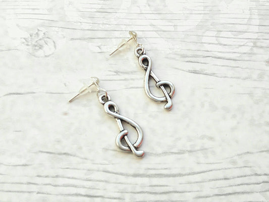 Music note earrings, treble clef jewellery, singer jewelry, gifts for music teachers, musical jewellery, vintage earrings, musician gifts