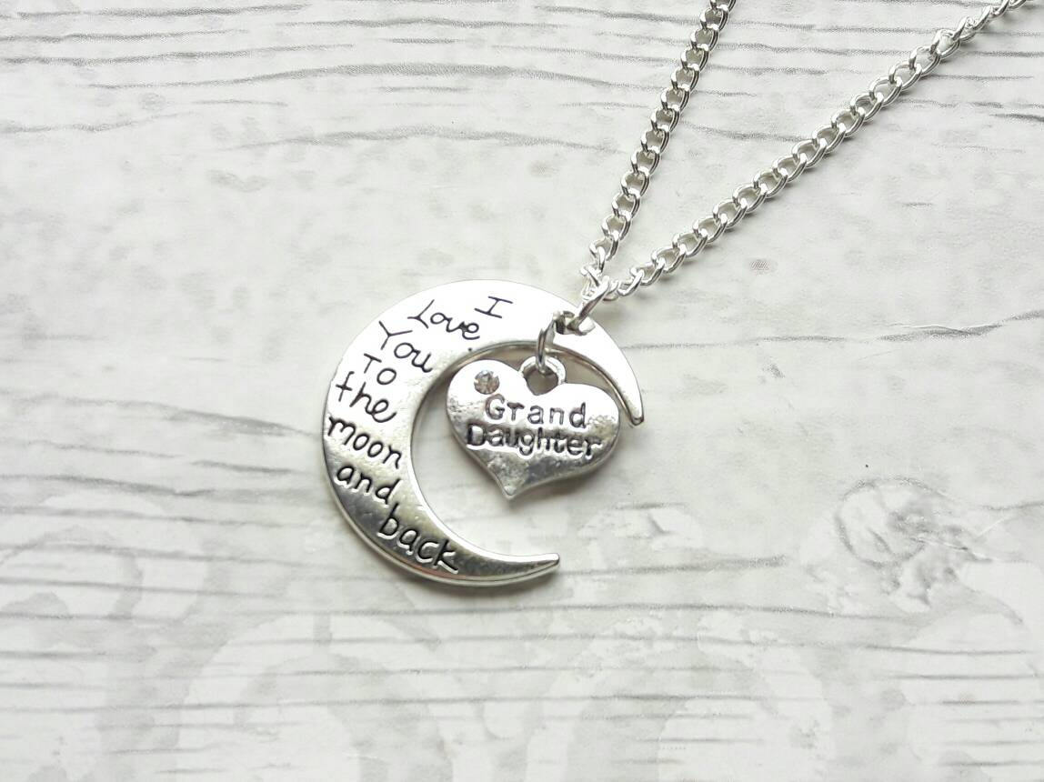 love you to the moon and back necklace, crescent moon jewellery, Luna children's necklace, night sky memorial jewelry