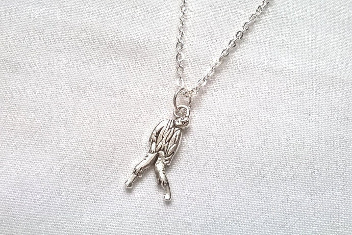 Zombie necklace, zombie apocalypse jewelry, halloween jewellery, walking dead gift, gothic initial necklace