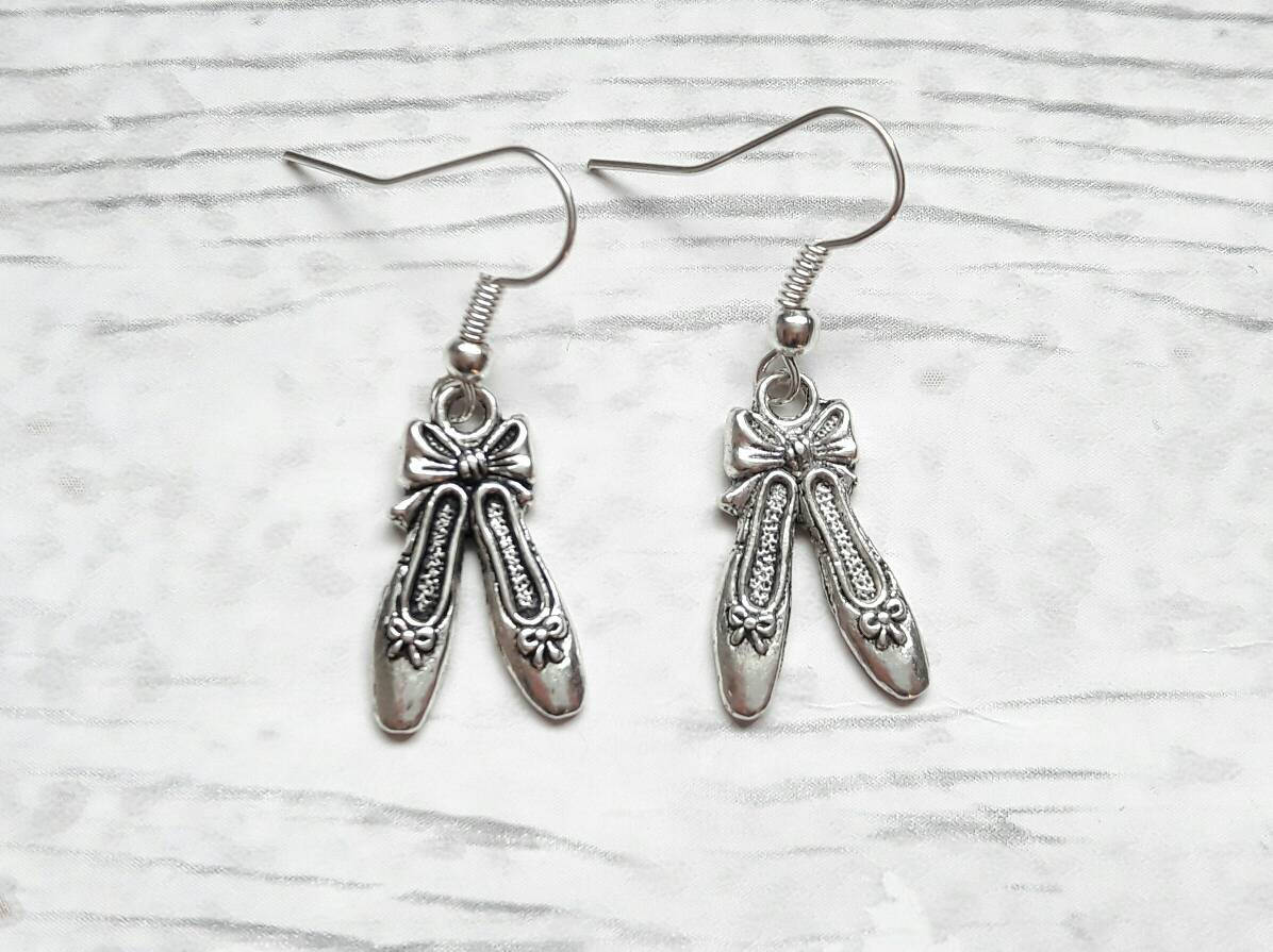 Ballet shoe earrings, ballerina jewellery, dance jewelry, ballet slipper jewellery, ballet dancer gift, minimalist studs