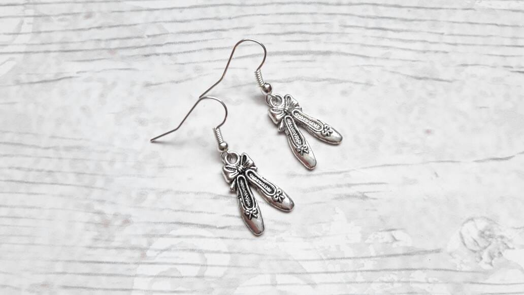 Ballet shoe earrings, ballerina jewellery, dance jewelry, ballet slipper jewellery, ballet dancer gift, minimalist studs