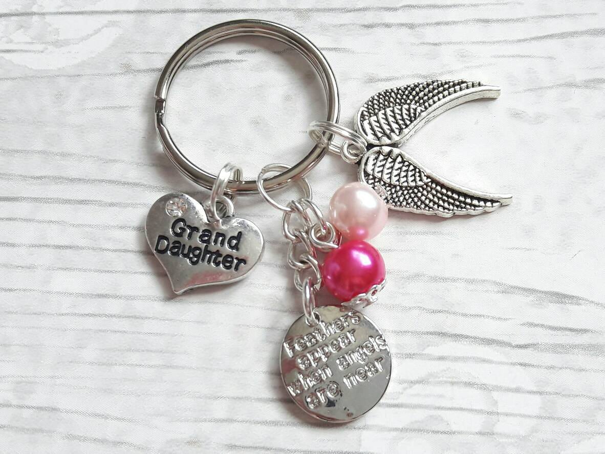 lost loved one memorial, angel wing keyring, guardian angel keychain, feathers appear when angels are near bagcharm, baby loss keepsake