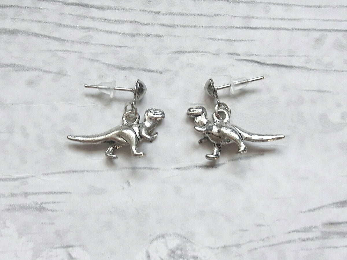 dinosaur earrings, t-rex earrings, dino jewellery, quirky jewelry, trex gift, raptor earrings, gifts for kids, tyrannosaurus lover