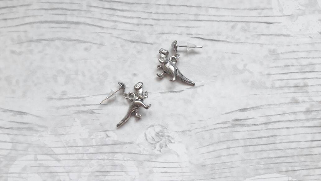 dinosaur earrings, t-rex earrings, dino jewellery, quirky jewelry, trex gift, raptor earrings, gifts for kids, tyrannosaurus lover