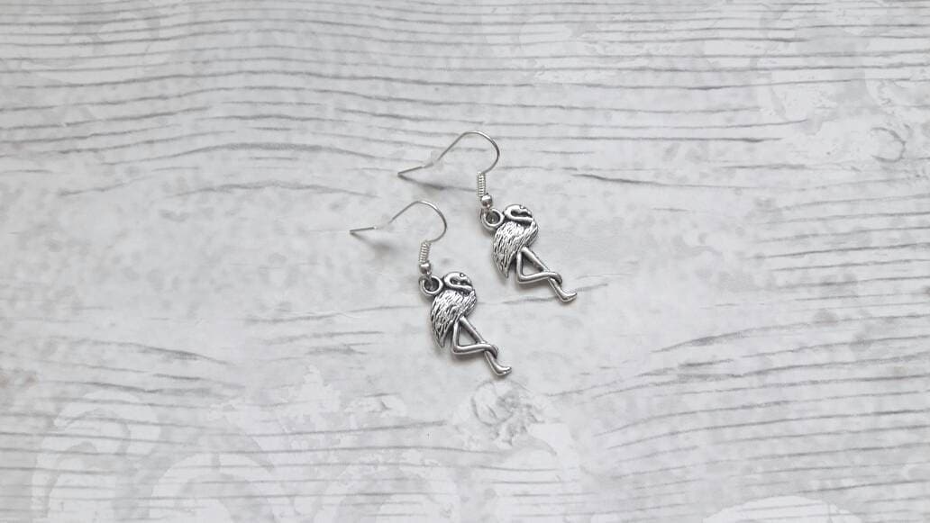 flamingo earrings, summer accessory, funky tropical bird jewellery, animal lover present, gifts for girls