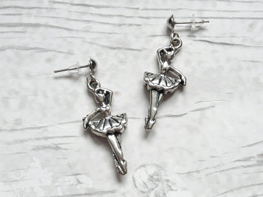 Ballerina earrings, ballet dancer jewellery, dance jewelry, ballet slipper jewellery, mothers day gift, birthday present, minimalist studs