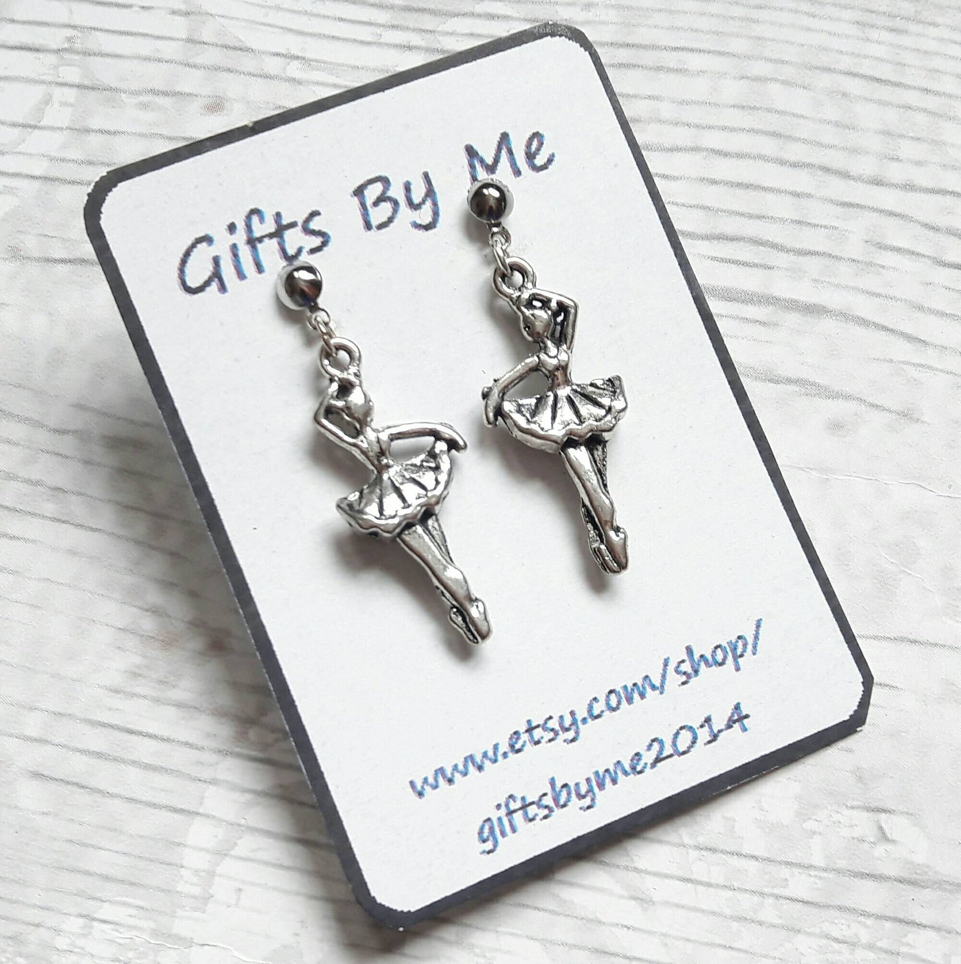 Ballerina earrings, ballet dancer jewellery, dance jewelry, ballet slipper jewellery, mothers day gift, birthday present, minimalist studs