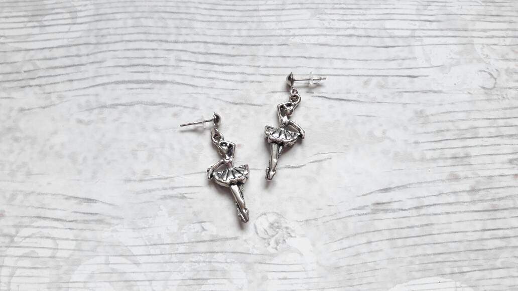 Ballerina earrings, ballet dancer jewellery, dance jewelry, ballet slipper jewellery, mothers day gift, birthday present, minimalist studs