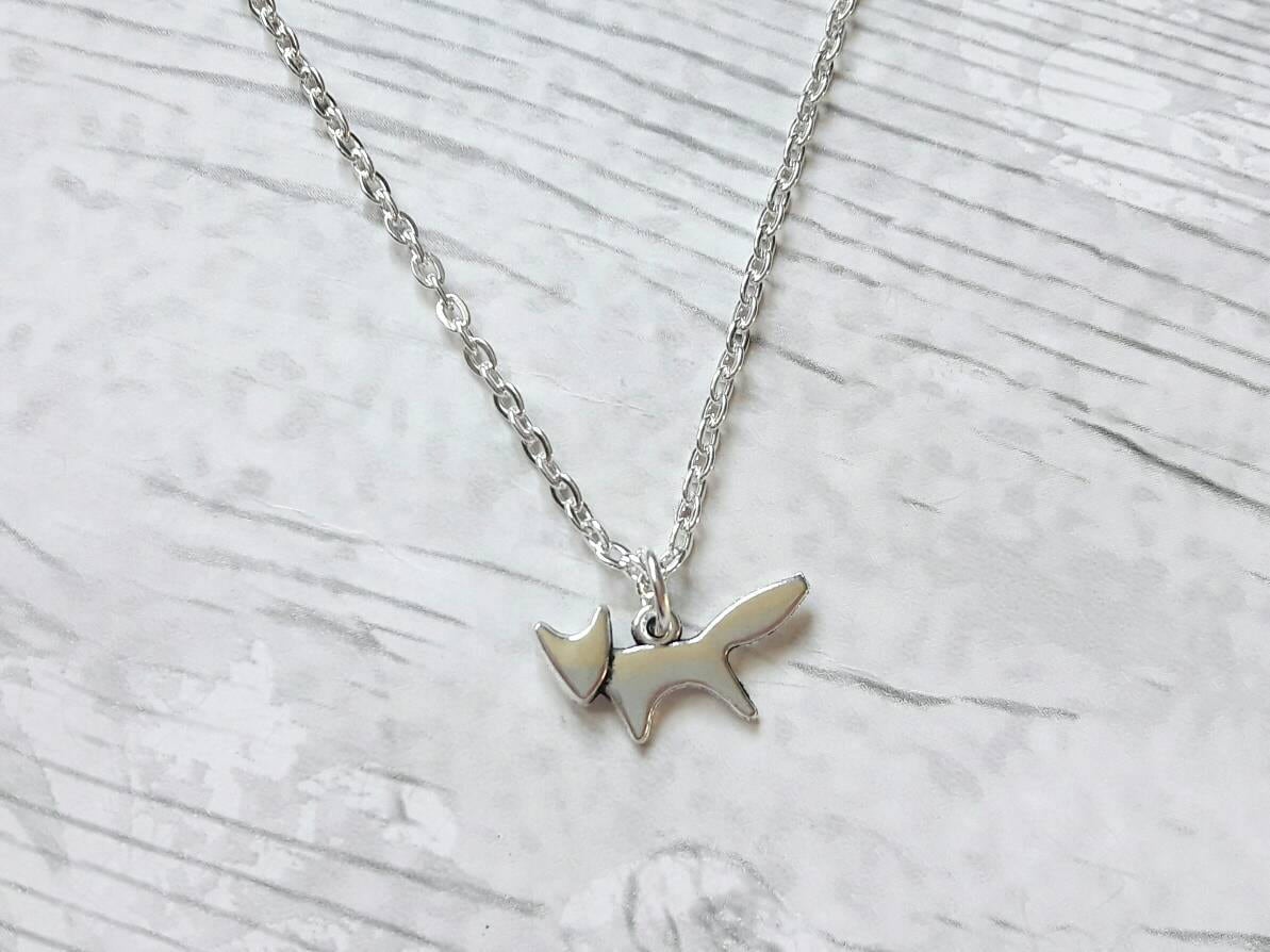 Fox necklace, cute foxy jewellery, woodland forest jewelry, animal necklace, wilderness necklace, initial necklace