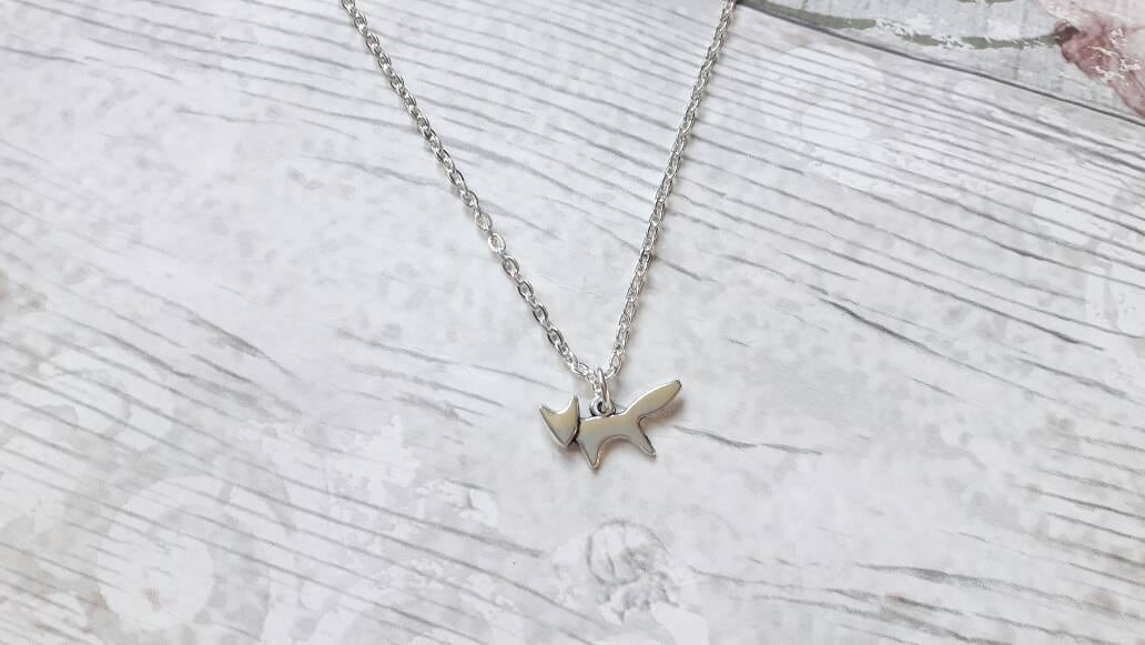 Fox necklace, cute foxy jewellery, woodland forest jewelry, animal necklace, wilderness necklace, initial necklace