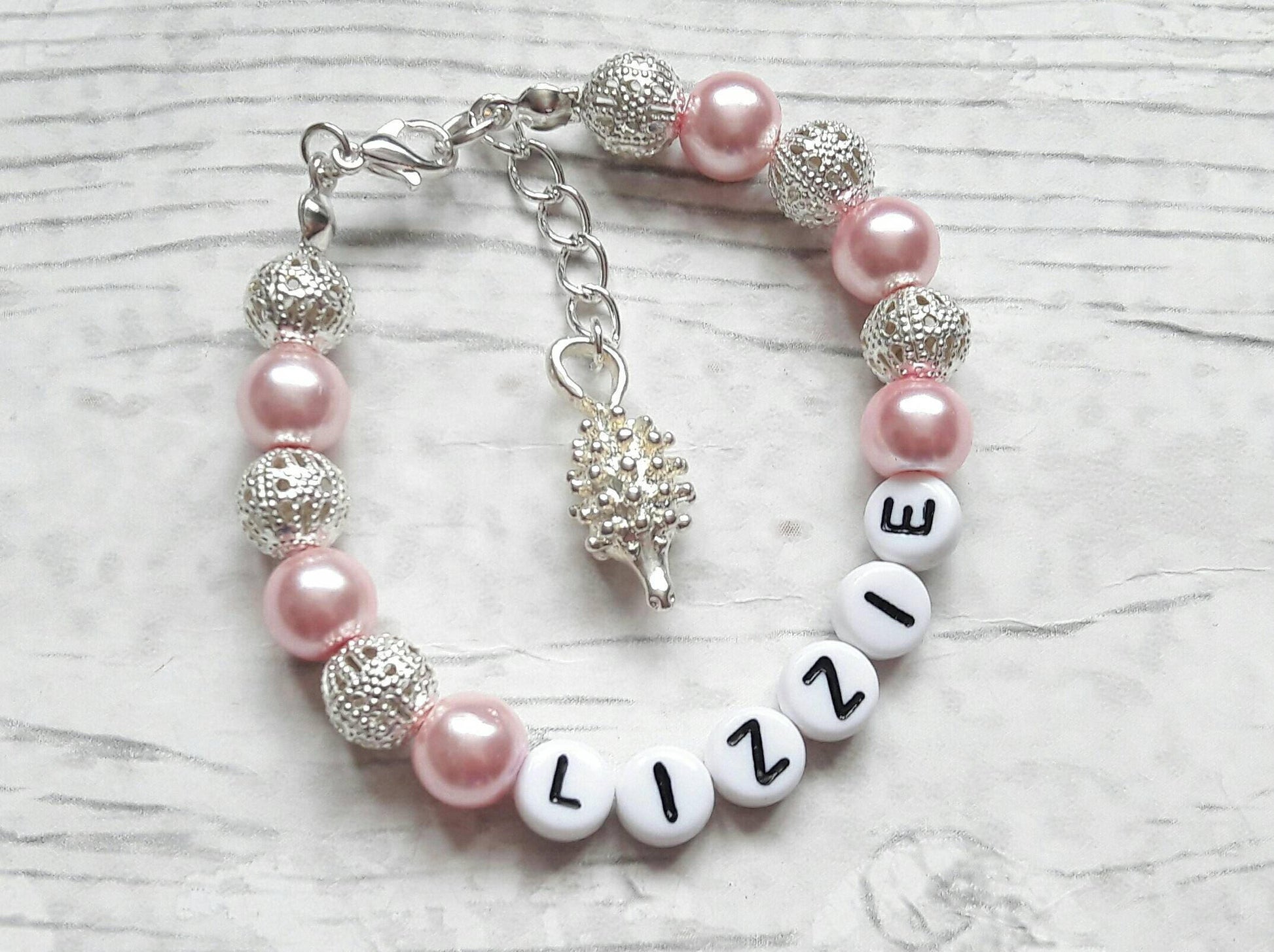 Name bracelet, personalised named jewellery, custom beaded bracelet, flower girl jewelry, wedding thankyou present