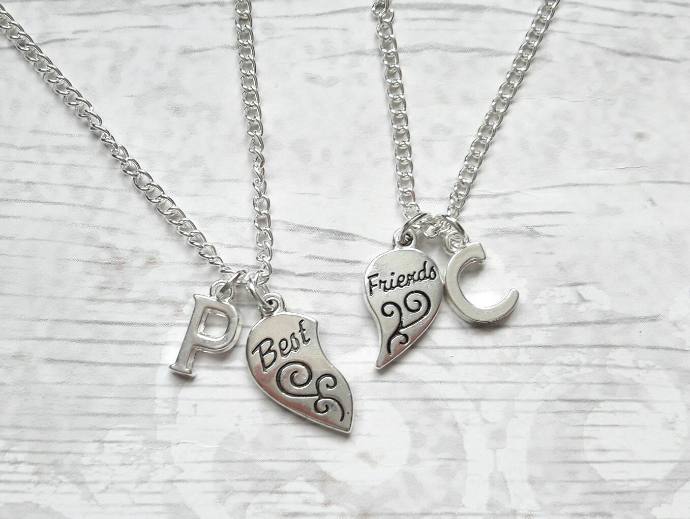 Best friend necklace, set of 2 bff heart necklaces, partners in crime present, friends forever, jewellery gift for friend, birthday present