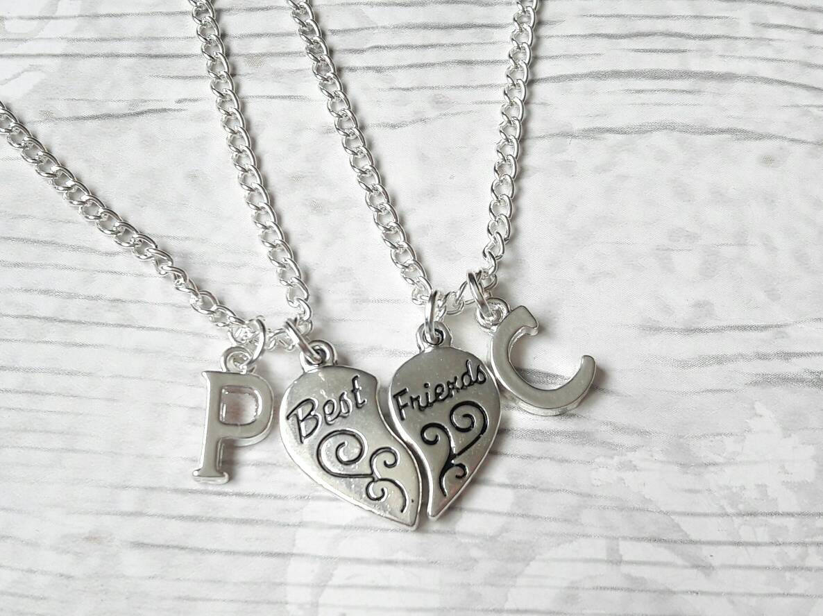 Best friend necklace, set of 2 bff heart necklaces, partners in crime present, friends forever, jewellery gift for friend, birthday present