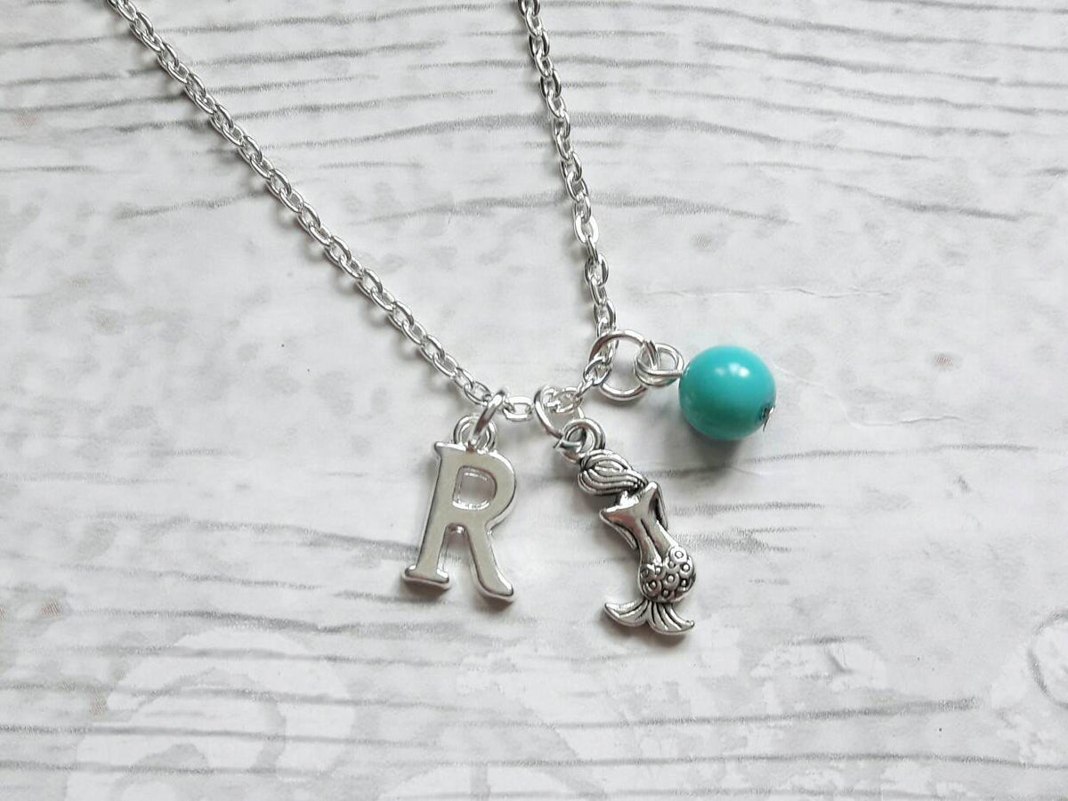 Mermaid necklace, initial jewellery, under the sea jewelry, personalized jewellery, letter necklace, fairytale necklace, mothers day gift