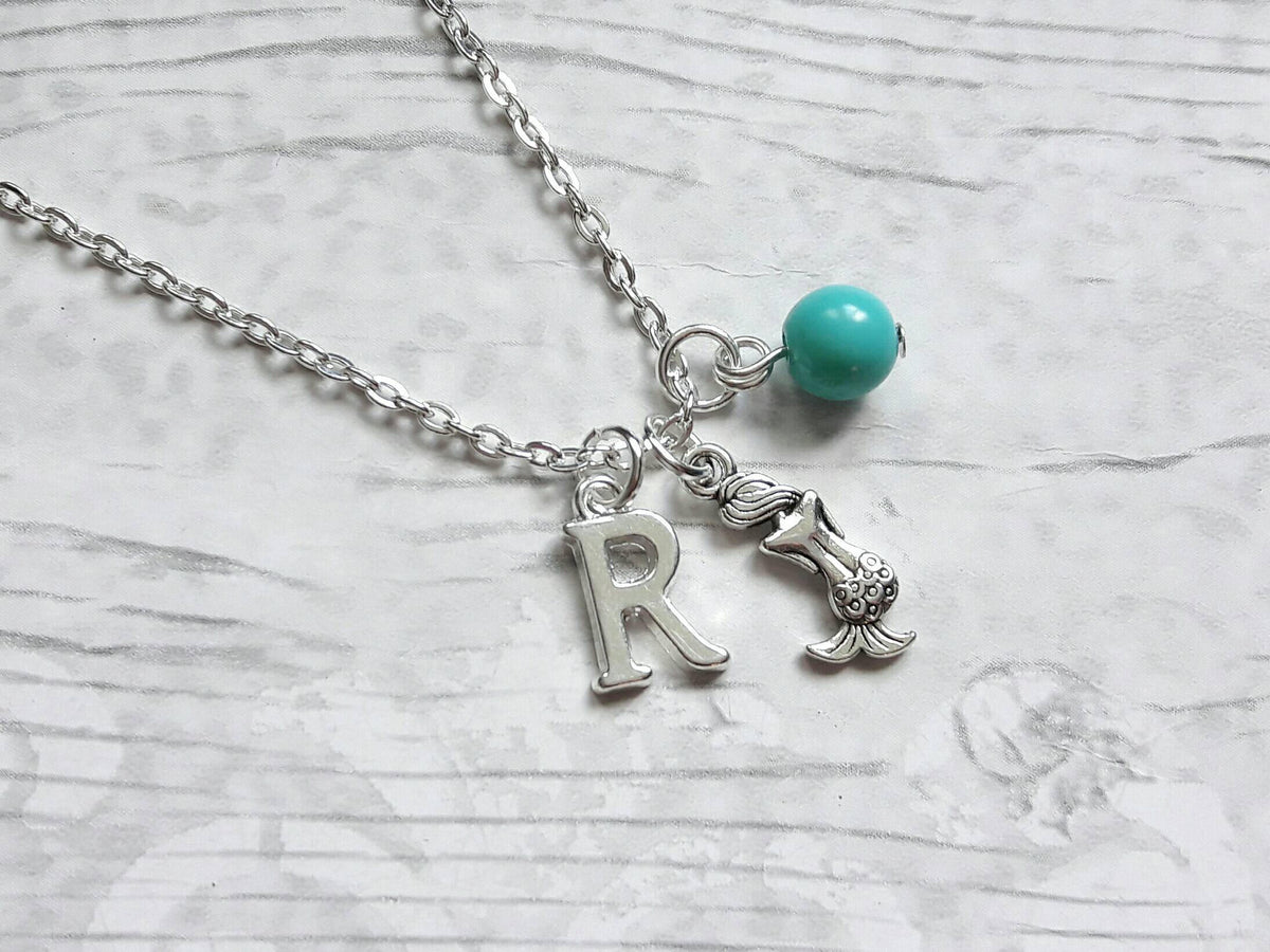 Mermaid necklace, initial jewellery, under the sea jewelry, personalized jewellery, letter necklace, fairytale necklace, mothers day gift