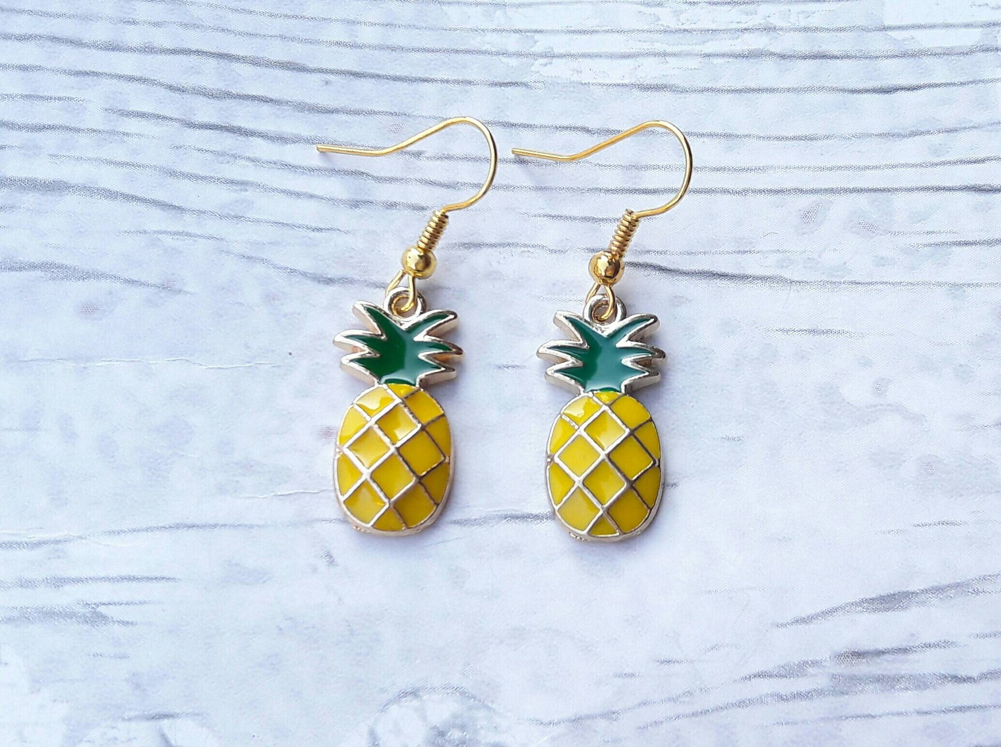 Pineapple earrings, fruit earrings, tropical jewellery, food jewelry, summer earrings, holiday jewellery, gifts for her,
