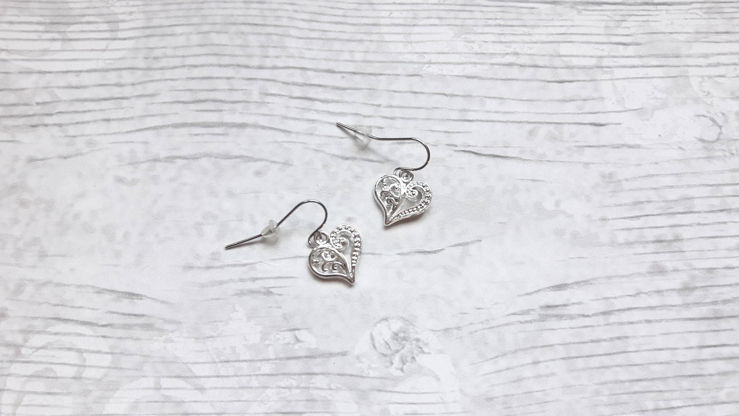 heart earrings, love jewellery, valentines day jewelry, summer accessory, gifts for her, birthday present, mothers day gift, stocking filler