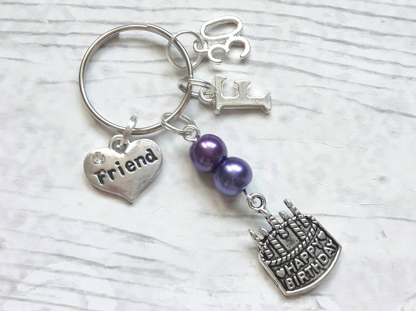 birthday keyring, happy birthday bag charm, personalised bagcharm, 18th 16th sweet sixteen keychain, 21st birthday, 30th birthday, 50th 60th