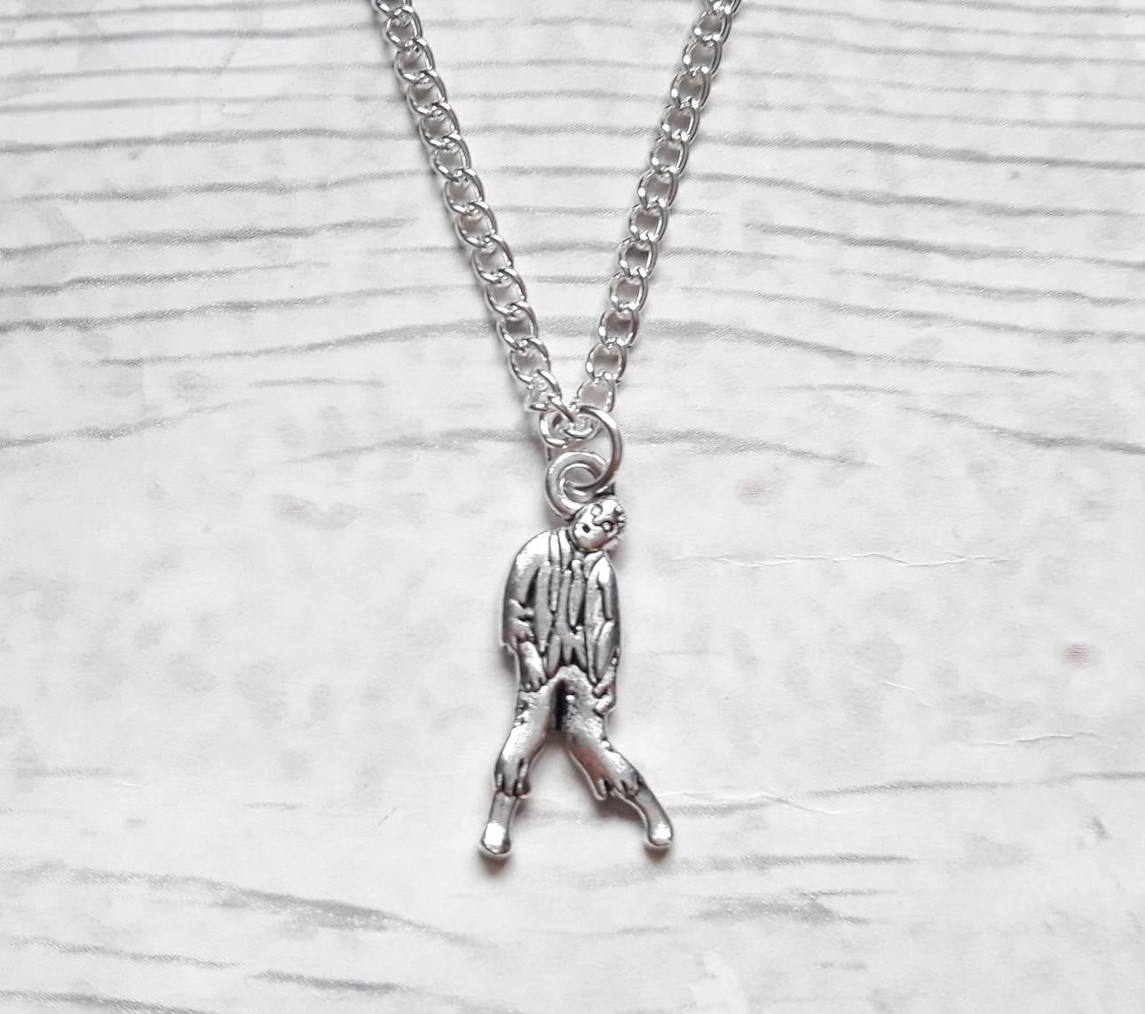 Zombie necklace, zombie apocalypse jewelry, halloween jewellery, walking dead gift, gothic initial necklace
