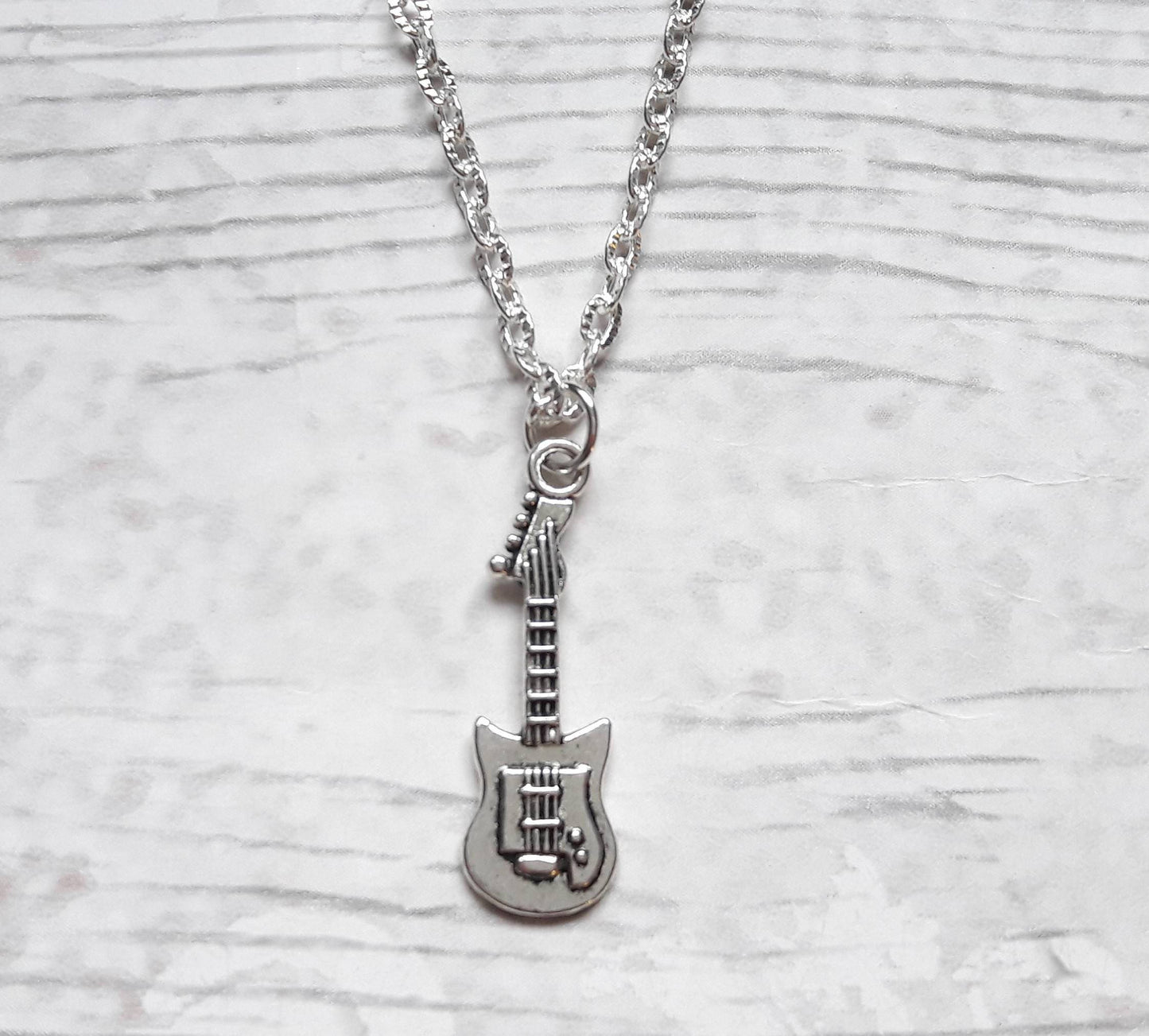 Guitar necklace, guitar jewellery, jewelry for a music teacher, rocker accessory, steampunk jewellery, musical instrument gift