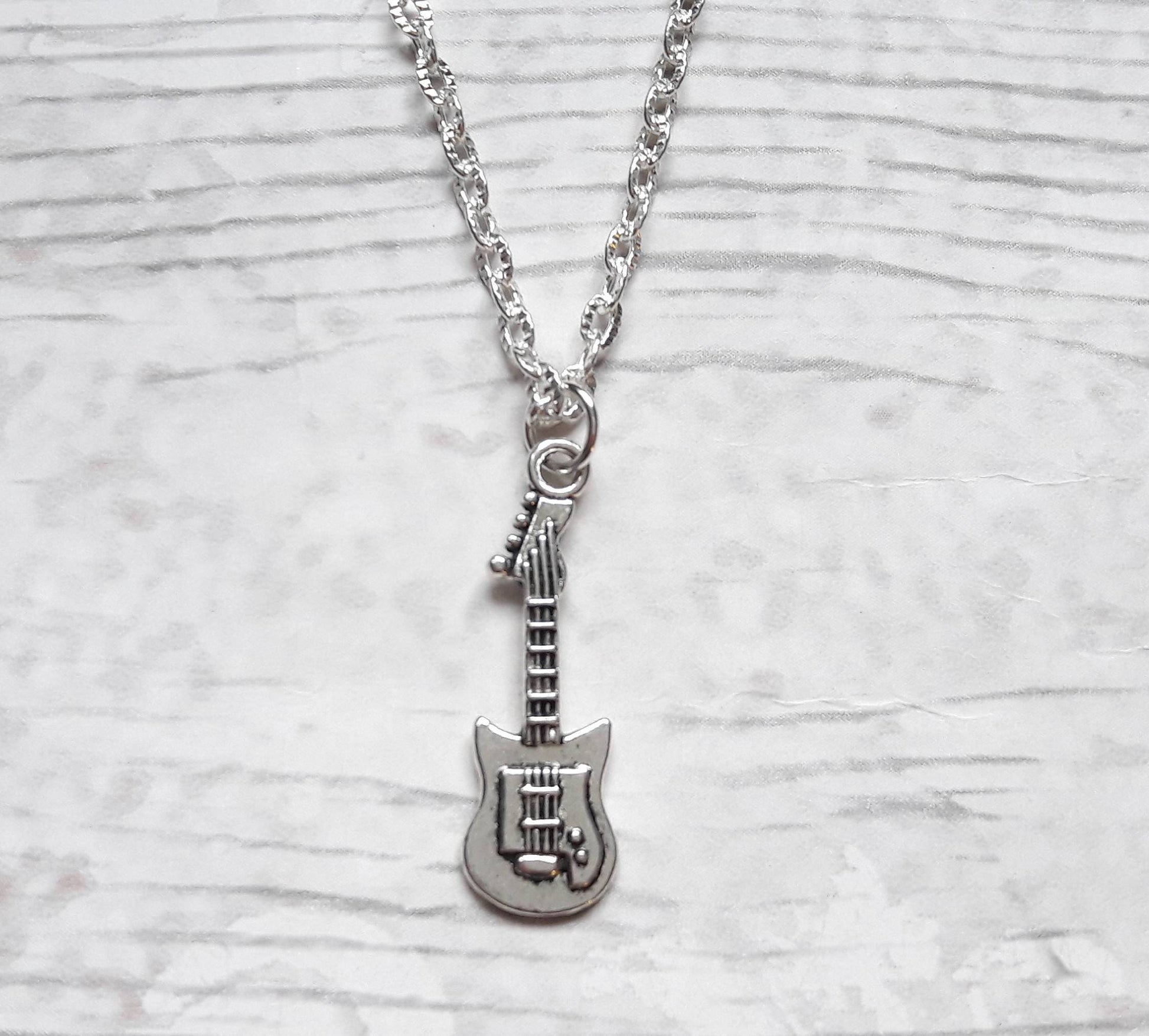 Guitar necklace, guitar jewellery, jewelry for a music teacher, rocker accessory, steampunk jewellery, musical instrument gift