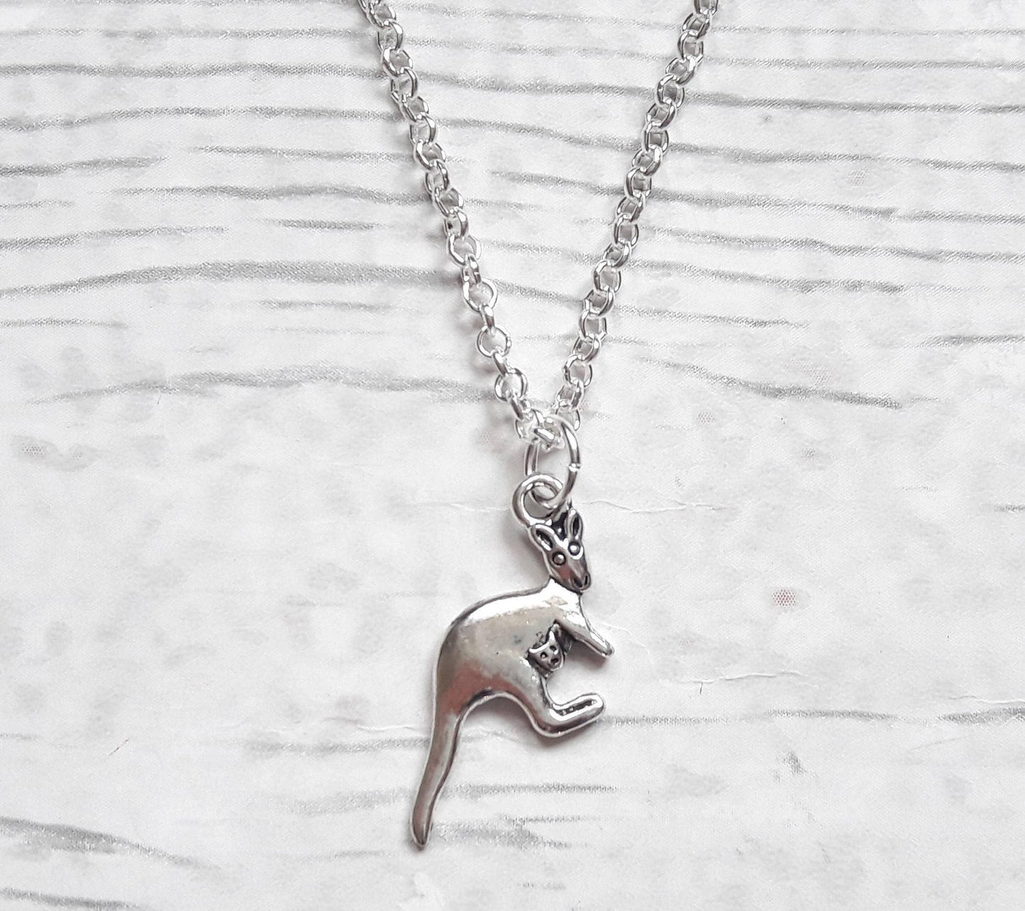 Kangaroo necklace, Australia jewellery, personalised initial necklace, animal lover jewellery, safari zoo present, wallaby necklace